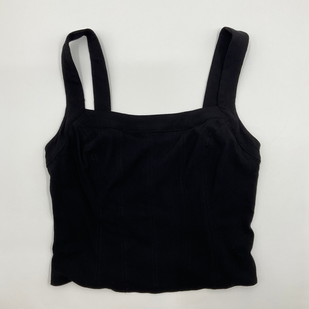 Free People Tank Top Black Square Neck Small Grungecore Minimalist Goth Boho